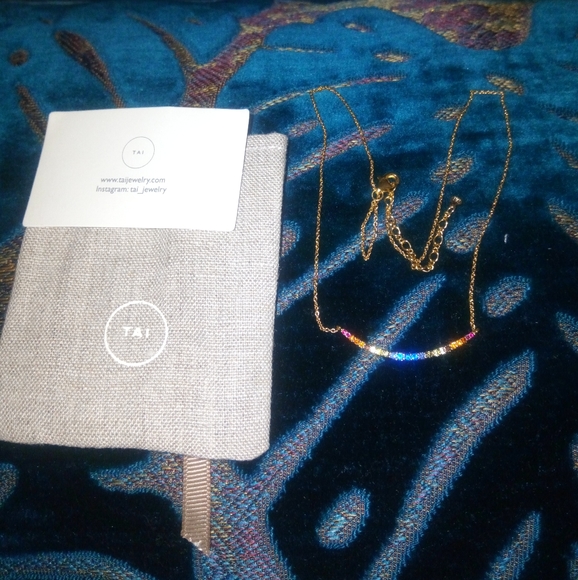 NEW Tai Jewelry Rainbow Arc Gold Statement Necklace - Picture 6 of 6
